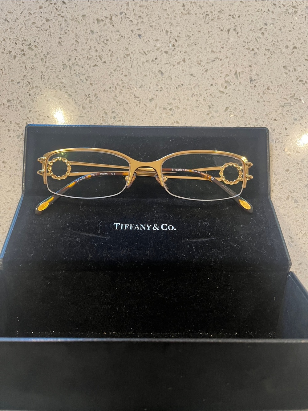 Tiffany & Co. Women's Gold Semi-Rimless Glasses with case